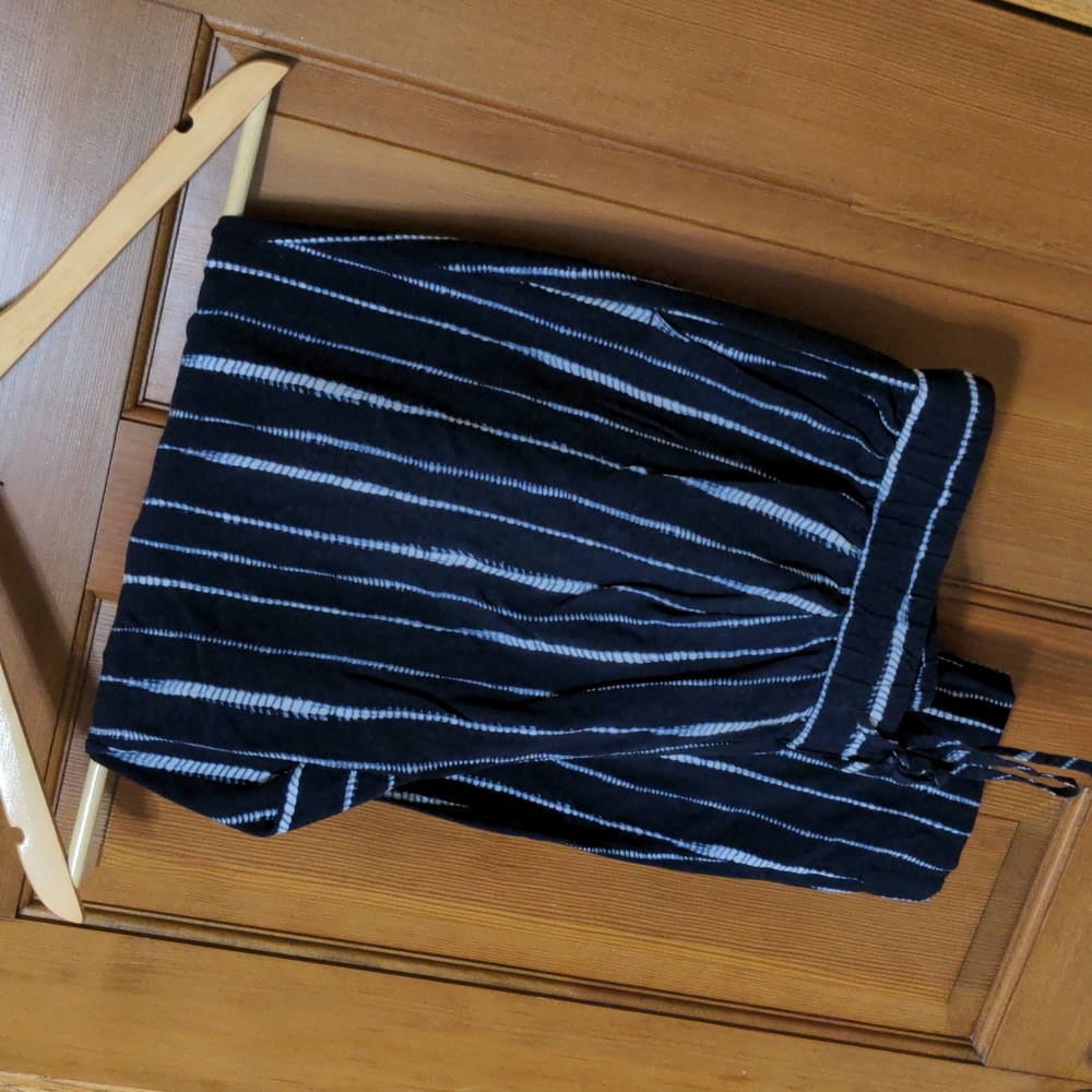 Banana Republic Navy Striped Elastic-Waist Pants - Medium